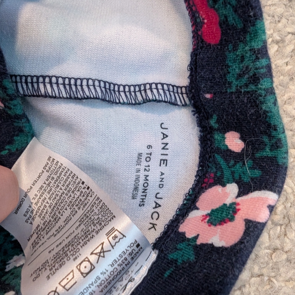 3 For $12 Janie and Jack Navy Floral Leggings - Picture 2 of 3